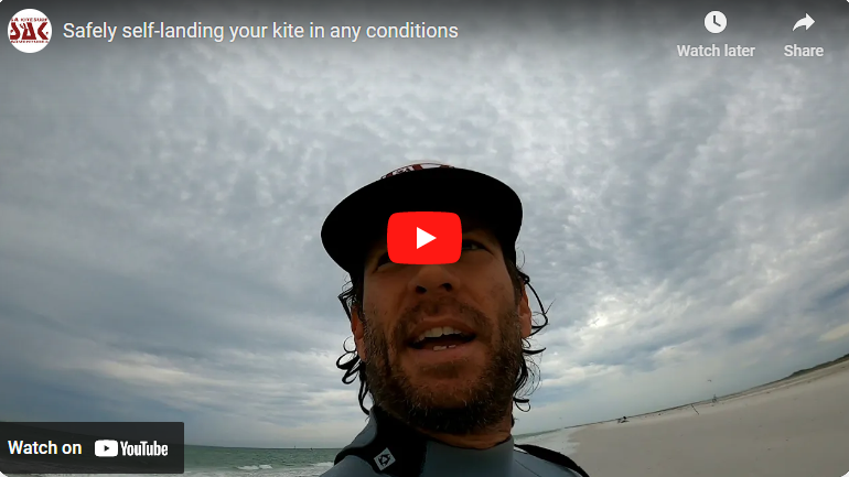 Safely self-landing your kiteboarding kite